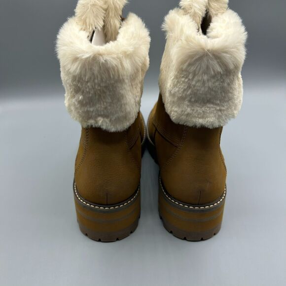 Timberland Courmayeur Valley 6" Faux Fur Warm Lined Boots Size 11 Brown Nubuck - Picture 4 of 7